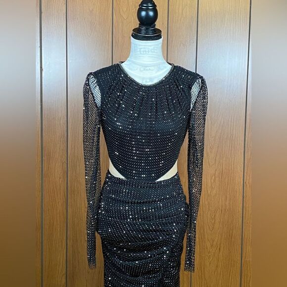 Self-Portrait Diamante Fishnet Midi-Dress size 4 - Picture 7 of 16